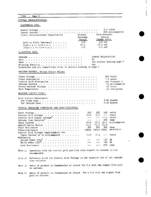 ELECTRON TUBE DATA SHEET WESTERN ELECTRIC 437A ...