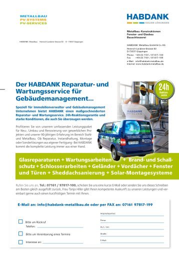 Service GebÃ¤udemanagement - HABDANK PV-Montagesysteme