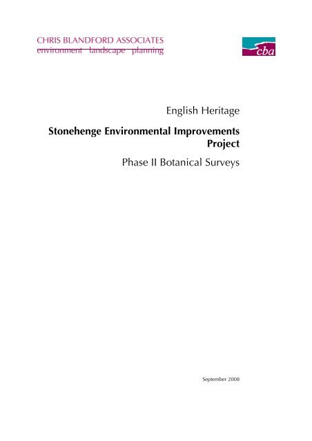English Heritage Stonehenge Environmental Improvements Project ...