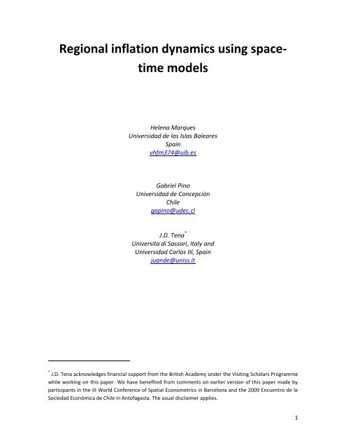 Regional inflation dynamics using space- time models