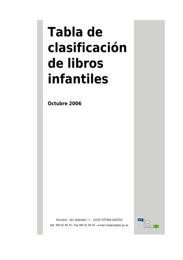 Tabla de clasificaciÃ³n de libros infantiles Octubre 2006