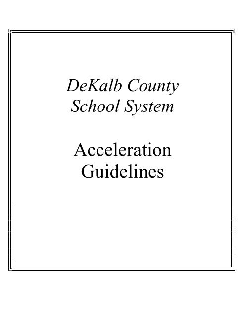 Acceleration Guidelines (Elementary) - Dekalb County School System