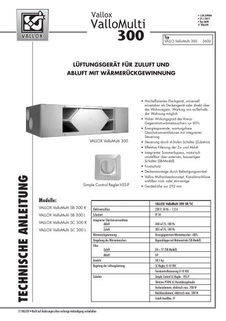 VALLOX ValloMulti 300 - Heinemann GmbH