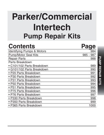 PARKER / COMMERCIAL INTERTECH PUMPS Pump Repair Kits