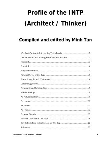 Profile of the INTP (Architect / Thinker) - Digital Citizen