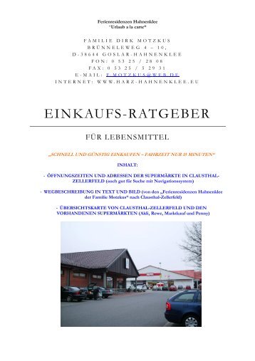 EINKAUFS-RATGEBER - harz-hahnenklee.eu - Urlaub im Harz ...