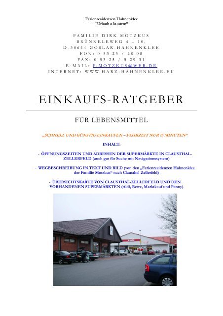 EINKAUFS-RATGEBER - harz-hahnenklee.eu - Urlaub im Harz ...