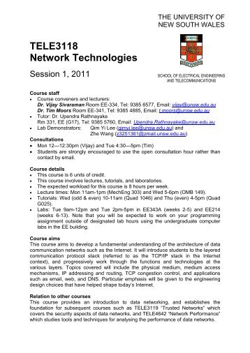 TELE3118 - EE&T Lecture Notes - The University of New South Wales