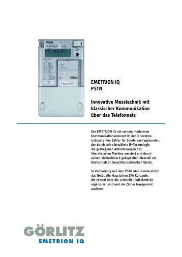 EMETRION IQ PSTN Innovative Messtechnik mit ... - gÃƒÂ¶rlitz ag