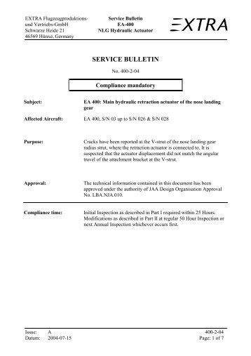 SERVICE BULLETIN - Extra Aircraft