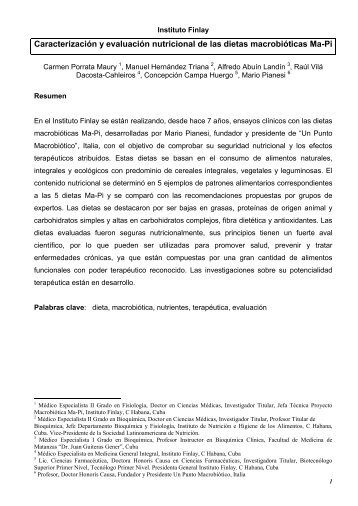 CaracterizaciÃ³n y evaluaciÃ³n nutricional de las dietas macrobiÃ³ticas ...