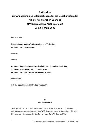 TV Ortszuschlag AWO Saarland - Arbeitgeberverband AWO ...