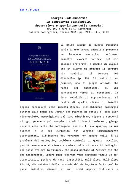 Georges Didi-Huberman La conoscenza accidentale. Apparizione e ...