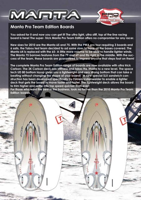 Manta Pro Team Edition Boards - Windsurfing44