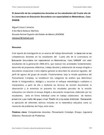 El desarrollo de las competencias docentes en los estudiantes del ...