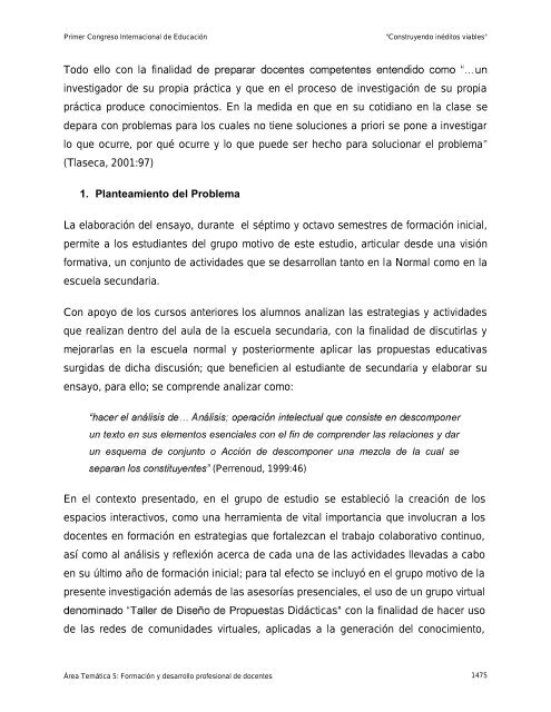 El desarrollo de las competencias docentes en los estudiantes del ...