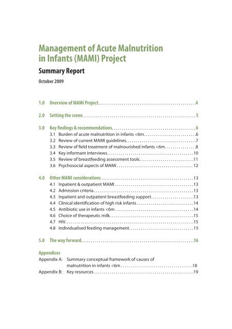Management of Acute Malnutrition in Infants (MAMI) Project ...