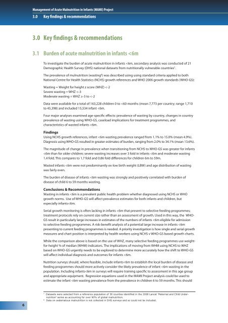 Management of Acute Malnutrition in Infants (MAMI) Project ...