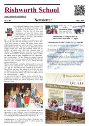 May 2013 Newsletter - Rishworth School