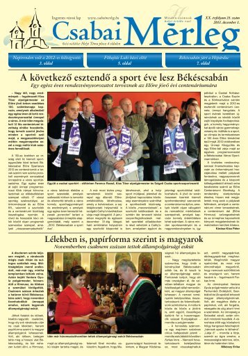 A kÃ¶vetkezÃ´ esztendÃ´ a sport Ã©ve lesz BÃ©kÃ©scsabÃ¡n - Csabai MÃ©rleg