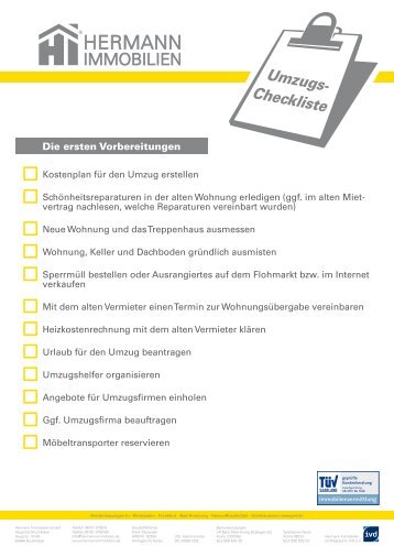 УUmzugs- Checkliste - Hermann Immobilien GmbH