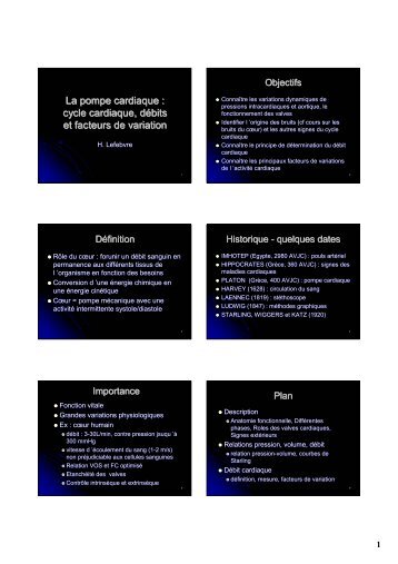 Le cycle cardiaque - Physiologie ENVT