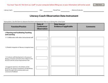 Literacy Coach End of the Year Evaluation - Orange County Schools