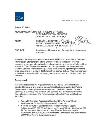 GSA HSPD12 Acquisition Guidance - FIPS 201 Evaluation Program