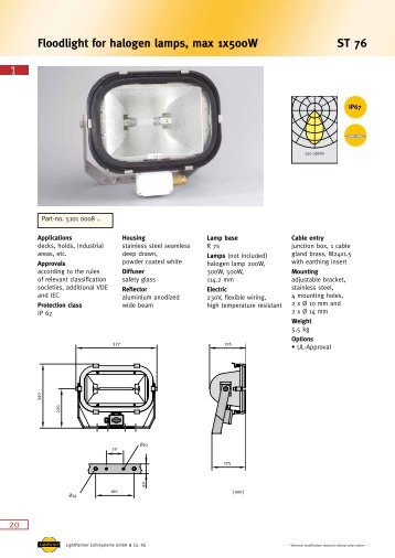 1 ST 76 Floodlight for halogen lamps, max 1x500W - LightPartner