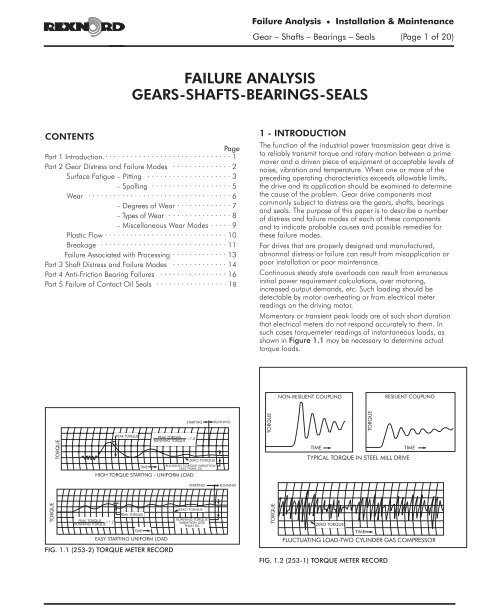 failure analysis gearsshaftsbearingsseals Richards Co.
