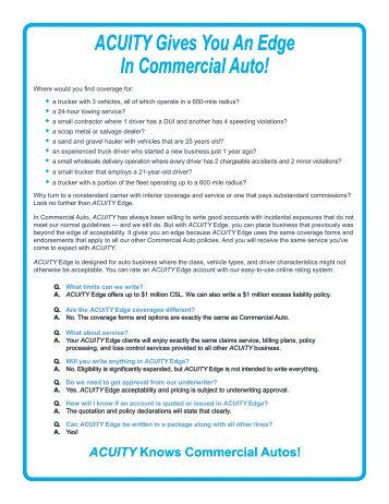 ACUITY Gives You An Edge In Commercial Auto!