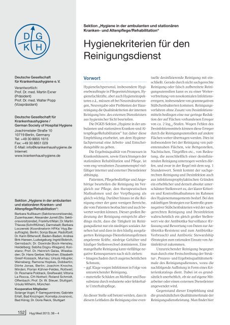 Hygienekriterien fÃ¼r den Reinigungsdienst - Deutsche Gesellschaft ...