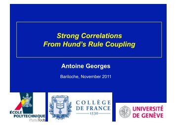 Antoine Georges Strong Correlations From Hund's Rule Coupling