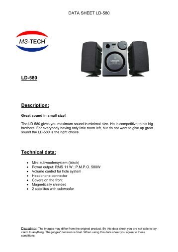 LD-580 Description: Technical data: - MS-Tech