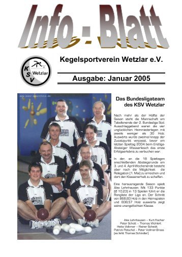 Kegelsportverein Wetzlar e.V. Ausgabe: Januar 2005 - KSV Wetzlar