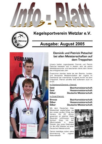 Kegelsportverein Wetzlar e.V. Ausgabe: August 2005 - KSV Wetzlar