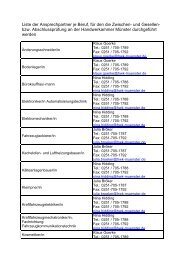 Liste der Ansprechpartner je Beruf, fÃ¼r den die Zwischen- und ...