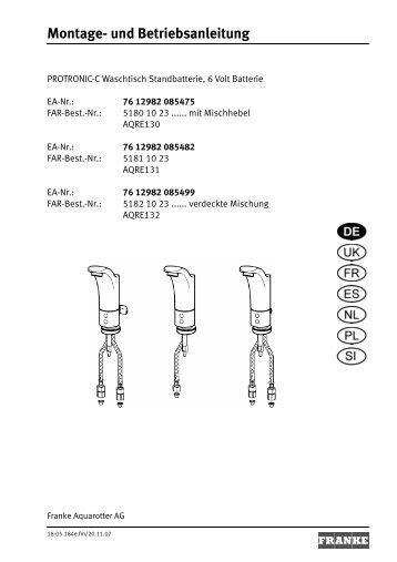 Montage- und Betriebsanleitung - Franke