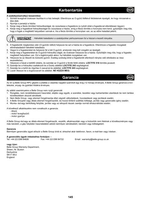 Operators Manual Operators Manual Manuel De L ... - Belle Group