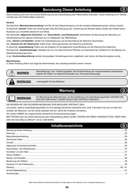 Operators Manual Operators Manual Manuel De L ... - Belle Group