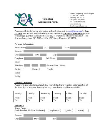 Volunteer Application Form