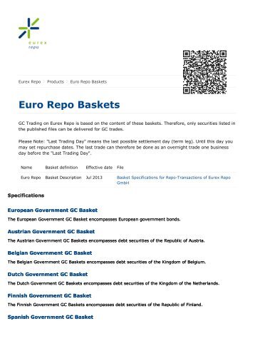 Eurex Repo - Euro Repo Baskets