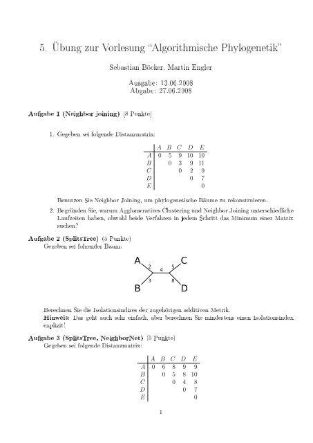 5. Ãbung zur Vorlesung Algorithmische Phylogenetik