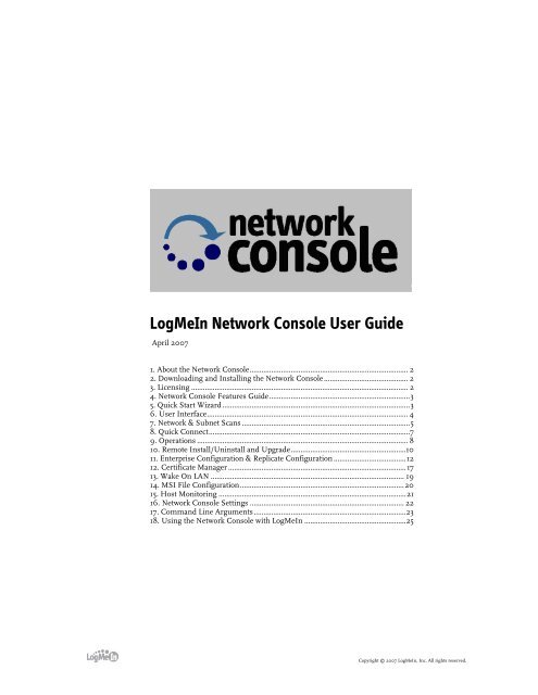 LogMeIn Network Console User Guide - RemotelyAnywhere