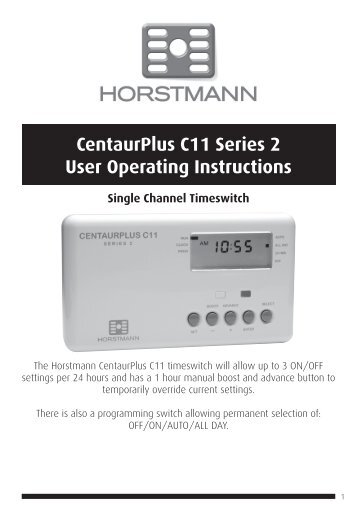 CentaurPlus C11 Series 2 User Operating Instructions - Horstmann