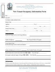 New Tenant Occupancy Information Form - City of Venice