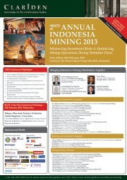 2ND ANNUAL INDONESIA MINING 2013 - Clariden Global