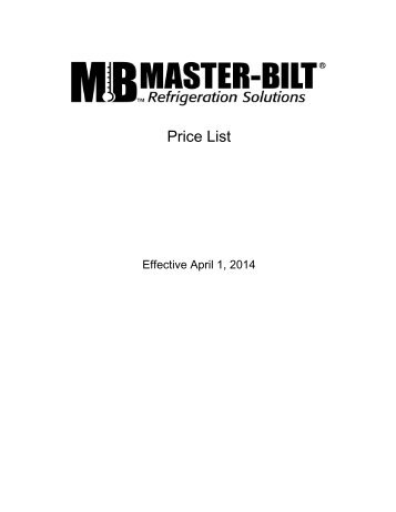see page 54 of our July 23, 2013 price list - Master-Bilt