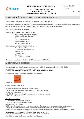 FICHA TÃCNICA DE SEGURANÃA INSTRUNET ... - VectWeb SM