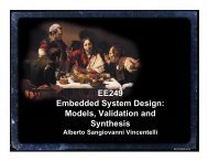 EE249 Embedded System Design: Models, Validation and Synthesis